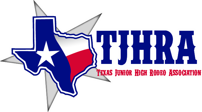 Texas Junior High Rodeo Association logo - star behind state outline of texas