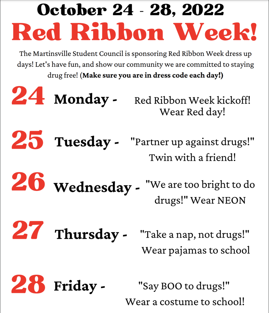 Red Ribbon Week Dress Up Days 2022