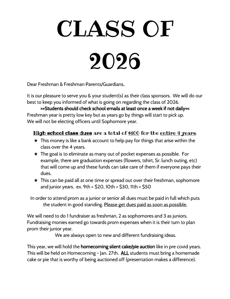 This is a letter to the parents and class of 2026. The full text of the letter is linked in the post.