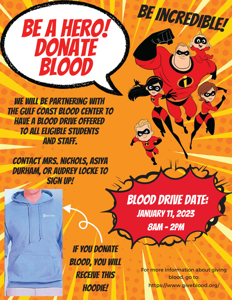 This photo is of a flyer for Martinsville FCCLA's Blood Drive that will occur on January 11, 2023. The full details of the blood drive is included in the PDF version of the document linked in the post.