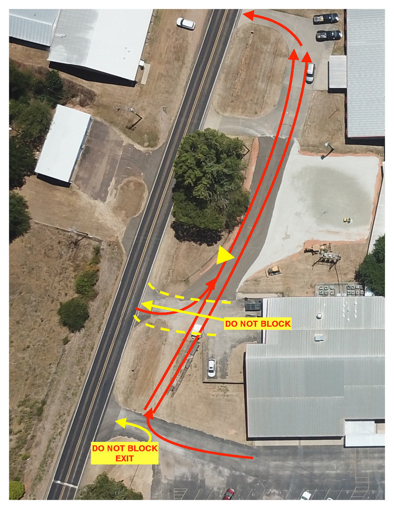 Aerial view map of the new pick up line driveway